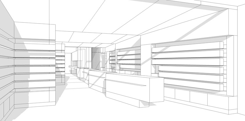 Pharmacie Entwurf Innenraum
